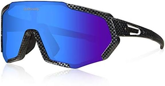 Queshark Cycling Glasses Sports Sunglasses for Men Women with 1 Polarized 2 HD Lens For MTB Running Driving Fishing Baseball