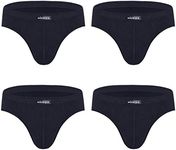 wirarpa Men's Underwear Briefs Cotton 4 Pack Gents Classic Slips Soft Waistband Underpants Black M