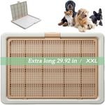 PETHOMEL Large Dog Training Toilet, Dog Potty Tray Litter Box Indoor Dog Toilet Puppy Pad Pee Holder Tray Porch Dog Bathroom Easy to Clean (Brown Big)