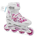 Roces Children's Compy 8.0 Girls Inline Skates, Adjustable Roller Skates, White and Violet