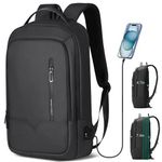 Laptop Backpack for Men Expandable Smart Business Backpack with USB Charging Port Water Resistant Anti-theft Lightweight 15.6 Inch Computer Laptop Bag for Office College Commute Travel Work-Black