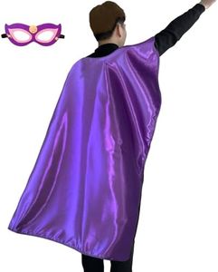 D.Q.Z Adult Super hero Capes and Mask for Women Men Superhero Costume Halloween Vampire Dress Up Party Favor (Purple)