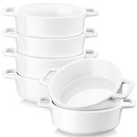 LOVECASA Porcelain Ramekins, Ramekins for Baking, Creme Brulee Dish with Double Handle (White, 200ml,Set of 6)