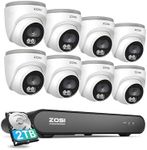ZOSI 8CH 5MP PoE CCTV Camera System Outdoor Indoor, 2.5K 8 Channel H.265+ NVR with 2TB HDD and 8 X 4MP PoE Security Cameras, Smart Human Detection, Night Vision, Remote Access, 24/7 Recording