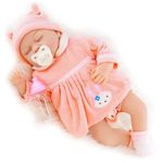 The Magic Toy Shop Bibi Doll - 20" Realistic Reborn Handmade Sleeping or Open Eyes Baby Girl/Boy Doll with Dummy and Feeding Bottle (Sleeping Girl)