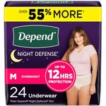 Depend Night Defense Adult Incontinence Underwear for Women, Disposable, Overnight, Medium, Blush, 24 Count, Packaging May Vary