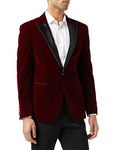 Mens Velvet Tuxedo Dinner Jacket Retro Smoking Coat Formal Tailored Fit Blazer[BLZ-Dinner-SAM-Burgundy,Wine Velvet,Chest UK 36 EU 46]