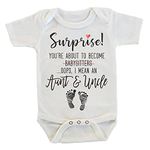 Witty and Bitty Surprise You're About to Become A Babysitter funny Pregnancy Reveal Announcement gift Aunt Uncle Tia Tio Onesie/Bodysuit (Aunt & Uncle), Aunt & Uncle, 0-3 Months