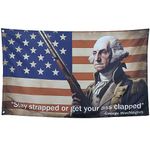 ZKflager Washington Stay Strapped or Get Clapped Flag Cool Funny Flags For Room Guys Quote Meme Flags Banner 3x5 Feet College Dorm Bedroom Wall Man Cave Frat America Background