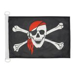 Pirate Red Bandana NAUTICAL Flag 18'' x 12'' - Jolly Roger flags 30 x 45 cm - Banner 12x18 in for boat - Drapeau Pirate foulard rouge AZ FLAG