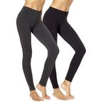 No Nonsense Women's Cotton Legging, Black/Charcoal Grey - 2 Pair Pack, Small