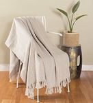 Ravaiyaa - Attitude is everything Cotton Hand Knitted Soft Blanket Winter Warm Comforter Throw AC Blanket Sofa Couch Throw Blanket Beige Triangle 50" X 62" Inch