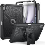 MoKo for iPad Air 6th Generation 11 Inch Case M2 2024, iPad Air 5th/4th Gen 2022/2020, Heavy Duty Shockproof Full Body Cover with Built-in Screen Protector & Pencil Holder for iPad Air 6/5/4, Black