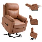 HOMCOM Power Lift Chair Electric Riser Recliner for Elderly, Faux Leather Sofa Lounge Armchair with Remote Control and Side Pocket, Brown