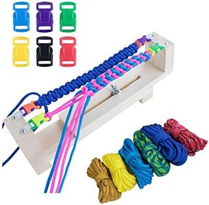 Craft County Jig Bracelet Maker with Parachute Cord - Heavy Duty Buckles Wristband 6 Paracord Hanks and 6 Quick Release Buckles. Braiding, Weaving, DIY, Craft, Tool Kit, Random