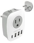 Israel Power Adapter, VINTAR Type H Travel Plug Adapter with 1 USB C, 2 American Outlets and 3 USB Ports, 6 in 1 International Power Adapter for Canada to Israel,Jerusalem,Palestine(Type H)