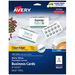 Avery Clean Edge Printable Business Cards with Sure Feed Technology, Rounded Corners, 2" x 3.5", White, 160 Blank Cards for Inkjet Printers (88220)