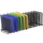 SimpleHouseware Desk File Folder Expandable Sorter with 5 Section Upright, 2 Pack, Black