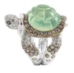 HUKQBUNX 925 Sterling Silver Turtle Jade Jade Jade Jade Long Life Diamond Halo Lovely Unique Ring Jewelry Universal Ocean Lover Beach Sea Blue Holiday Birthday Ring Size 5-11, Size 11, Precious Metal, created zircon gemstone