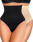 Avidlove Shapewear Tummy Control Thong Plus Size Shapewear Panty Seamless Shapewear Underwear(Black+Beige,XXL)