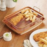 VEDHAK Kitchen Deep-Fried Food Drain Basin Rectangle Crispy Tray Basket Non-Stick Oil Pan Crisping Tray Oven Baking Tray Frying Basket and Baking Sheet.