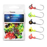 Fishing Lures Jig Heads with Double Eye Ball Head, Sharp Fishing Hooks Multi Pack (Assorted, 1/8 50Pcs)