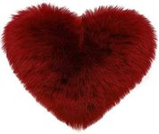 seemehappy Faux Wool Wine Red Heart Cushions with Covers included, Heart Pillows, Decorative Pillows Cushions for Sofa Office Chair Living Room Bedroom Home Decor Birthday Gifts