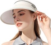 Alexvyan Women Wide Brim Sportswear Athletic Visor Hat Empty Top Design Ponytail UV Protection Visor Hat Garden Fishing Hiking Sun Protection Sun Visor(Beige)