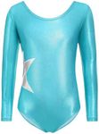 Zaclotre Girls Sparkling Stars Gymnastics Long Sleeve Leotards for Patriotic USA Kids