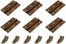 Square Hinge,6-Pack,Susenya Hinges for Doors 3 Inch Jewelry Box Hinges Antique Gold Brass Hinge with Mounting Screws