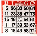 1 on Red Bingo Paper Cards - 500 cards per pack