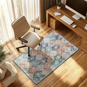 Office Chair Mat for Hardwood Floor,55"*35" Rolling Under Desk Mat, Carpet Chair Mats,Anti-Slip Floor Protector for Low-Pile Carpet Home Office,Orange Blue