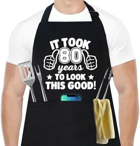 80th Birthday Gifts for Men Women, Funny Birthday Gifts for 80 Years Old, 1944 80th Birthday Gift Ideas, 80th Chef Aprons for Men with 3 Pockets, Cooking Aprons for 80 Years Old Dad, Husband, Friend