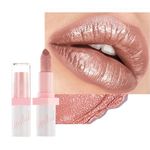 Metallic Shine Glitter Lipstick, Nude Brown Matte Lipsticks For Women Long Lasting, Smooth,Waterproof,Highly Pigmented Lipsticks, Vegan & Cruelty-Free