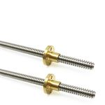 2PCS 150mm（5.9 Inches）Tr8x2 Lead Screw with T8 Brass Nut (Acme Thread, 2mm Pitch, 1 Start, 2mm Lead) for LCD DLP SLA 3D Printer Z Axis and CNC Machine