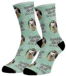 Hippowarehouse Worlds Best Dog Dad Socks Personalised Full Photo Sock Any Image 26.5cm 35cm 40cm custom Funny Gift Fathers Day