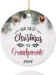 Grandparents First Christmas Ornament 2024, First Time Grandparents Gifts, 1st Time Grandparents, 2.9" Ceramic New Grandparents Christmas Tree Ornaments 2024