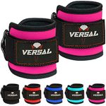 VERSAL Ankle Straps for Cable Machines Attachment Gym Ankle Cuff 7mm Padded Double D Weight Lifting Ankle Strap for Men Women,Glute Workouts,Leg Extensions,Curls,Booty Hip Abductors (Single, Pink)