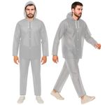 HACER EVA Rainsuit Set 75 GSM with Adjustable Hood Full Sleeves Lightweight Raincoat with Pants Water Resistant Outdoor Travel Rainwear Men & Women for Camping Trekking Hiking (Pack of 1, Grey)