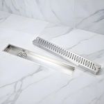 LIPKA Wave Shower Drain Channel | 12 × 4 Inches | 304 Stainless Steel Shower Water Drain Channel | Floor Drain with Cockroach Trap, Side Hole with Collar