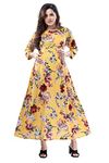 MAMMA'S MATERNITY� Women's Long Length Rayon Yellow Flower Printed Maternity/Feeding/Nursing Dress (MAMYLWFLWPRNTD2264-M_Yellow Flower_Medium)