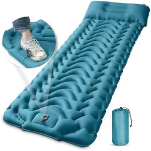 MEETPEAK Camping Sleeping Mat, Inflatable Sleeping Pad Foot Press Lightweight Camping Pad for Backpacking Hiking Traveling, Durable Waterproof Air Mattress Compact Camp Pad Thickness 4 Inch