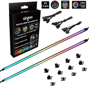 Airgoo NEON Addressable RGB PC LED Strip, 42 LEDs 2x15.7inch Silicone Rubber Diffused Rainbow Magnetic ARGB Strip for Motherboards 5V 3Pin ARGB Header, Easy to Install with 12 pcs Magnetic Brackets