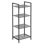 SONGMICS 4-Tier Storage Rack, Bathroom Shelf, Industrial Style Extendable Plant Stand with Adjustable Shelf, for Bathroom, Living Room, Balcony, Kitchen, Classic Black UBSC034B01