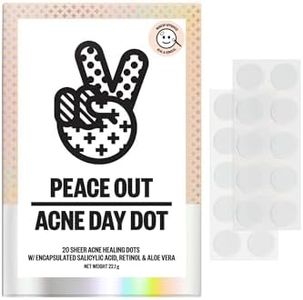 PEACE OUT Acne Day Dot, Sheer Acne Healing Dots, Virtually Invisible Wear, Hydrocolloid Pimple Patches Helps Clear Blemishes Quickly with Encapsulated Salicylic Acid, Retinol & Aloe Vera, 20 dots