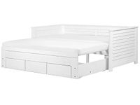 Beliani EU Single to Super King Daybed 3ft to 6ft Wooden White with Storage Cahors