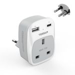 UK to Swiss Plug Adapter, TESSAN Plug Adapter for Switzerland with 2 USB (1 USB C), Grounded Type J Swiss Power Adapter Plug, Swiss Travel Adaptor for Jordan, Liechtenstein, Madagascar, Rwanda