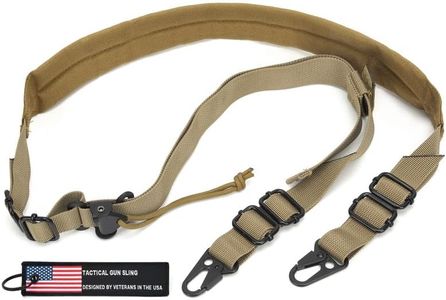 WarBull Padded 2 Point Rifle Sling, Tactical Gun Sling with HK Hook, for Rifle, Shotgun, and Crossbow, Padded Sling for Hunting Shooting and Hiking Camping Climbing with Keychain Gift (Coyote Brown)