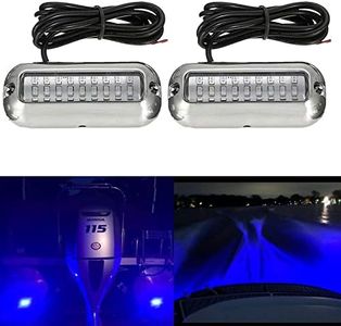 HonsCreat Stainless Steel 27 LEDs Blue Underwater Pontoon Marine Boat Transom Lights, Pack of 2