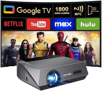 4K Projector 1800 ANSI Ultra HD Google TV Daytime Smart Projector with ToF CMOS Auto Focus, 1.2 Short Throw, Dolby, Bluetooth WiFi6 for Daylight Viewing, Bright Room, Home Theater, Outdoor Movie